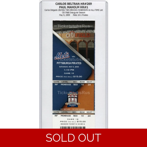 Carlos Beltran HR #269 Paul Maholm 1st HR 2009 Mets vs Pirates 5/9 Full Ticket